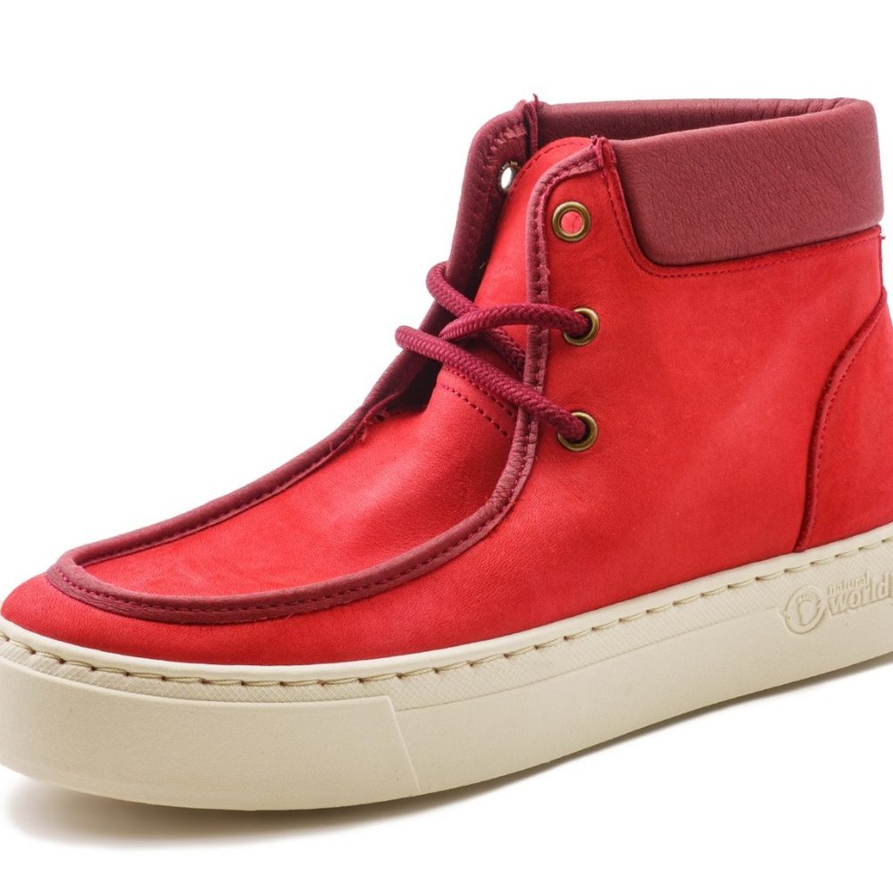 Red Leather Boots - Natural World "Lice Napa" Eco Friendly Made in Spain